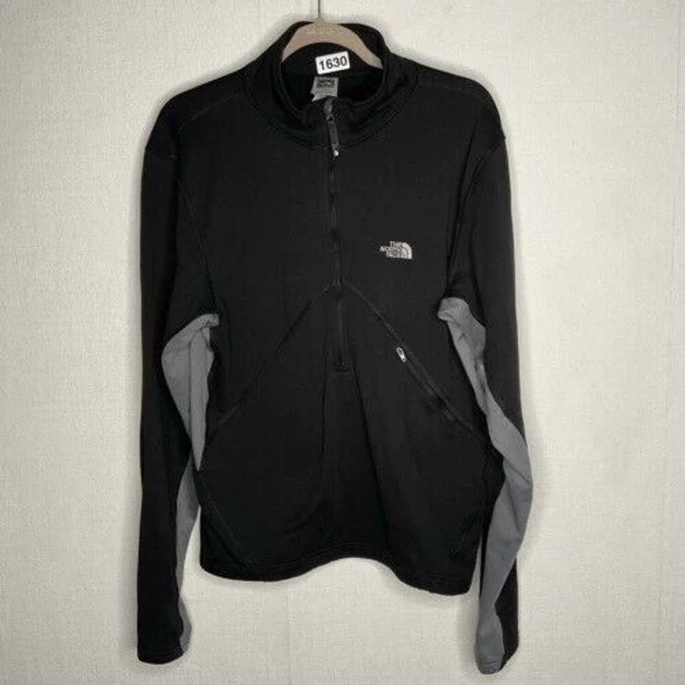 The North Face Black/Gray Thumb Holes 1/2‎ Zip Sweatshirt Men Large Indonesia